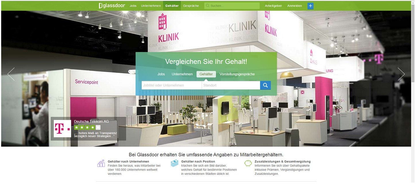 Die Glassdoor-Webseite und passende Apps sollen deutschen Mitgliedern aktuelle Stellenangebote und mehr Arbeitgeber-Transparenz bieten.
