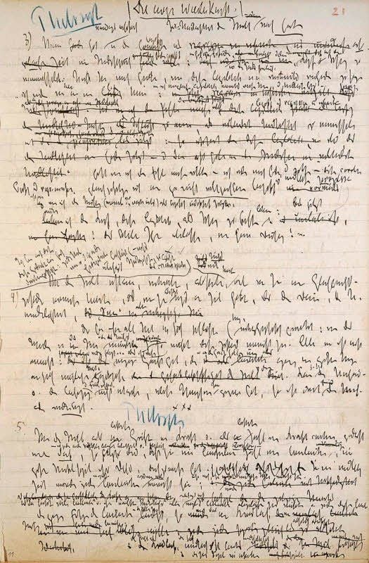 Eine Seite aus einem Arbeitsheft zur „ewigen Wiederkunft“ (1888)