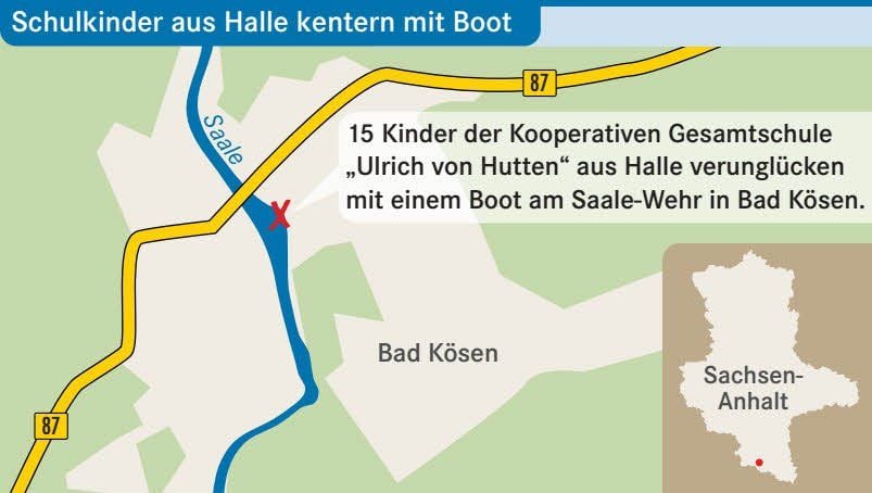 Kinder aus Halle sind auf der Saale bei Bad Kösen mit einem Boot gekentert.