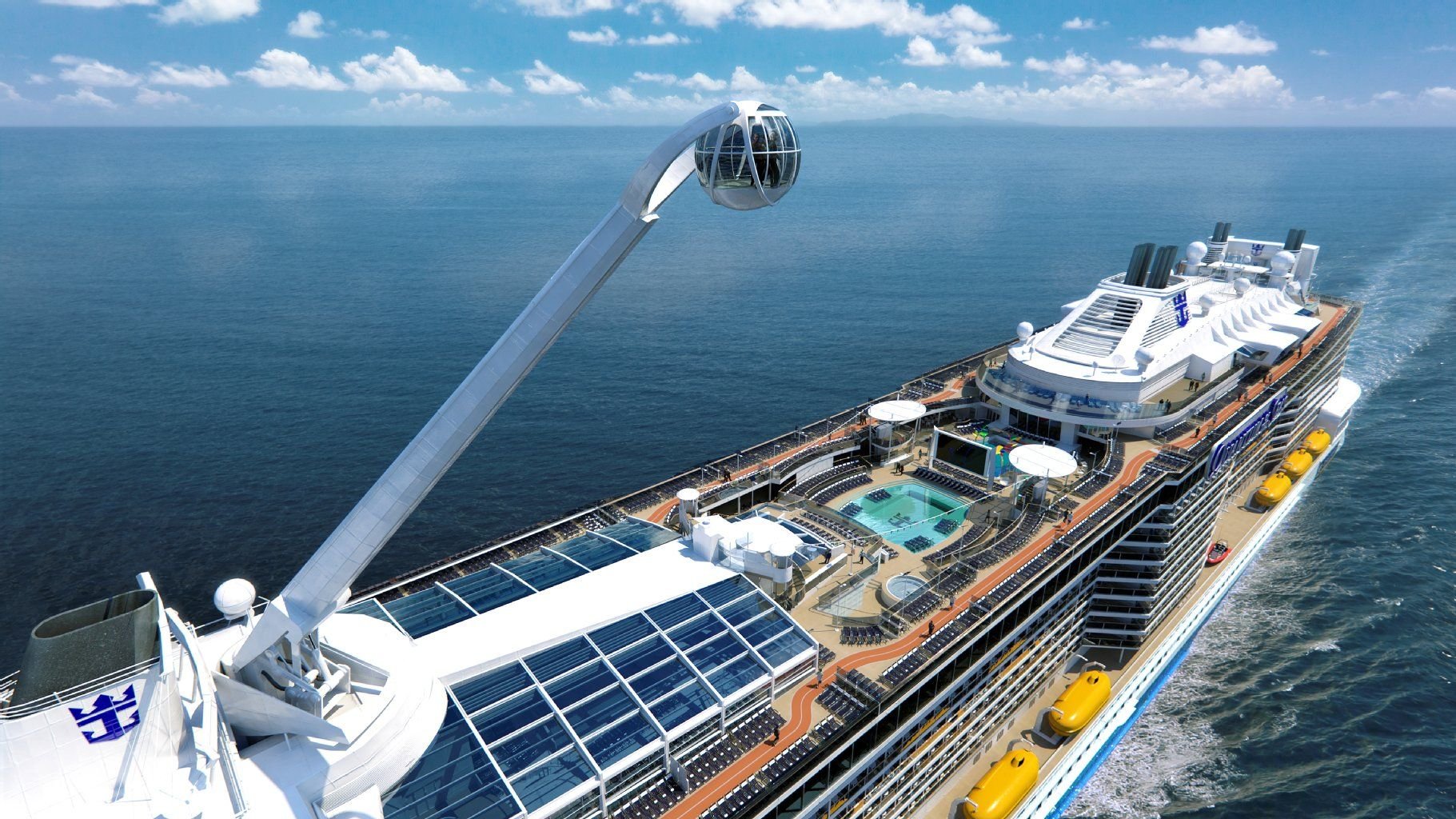 Gäste der „Quantum of the Seas“ können in einer „North Star“ genannten Kapsel auf bis zu 90 Metern Höhe über das Meer gucken.