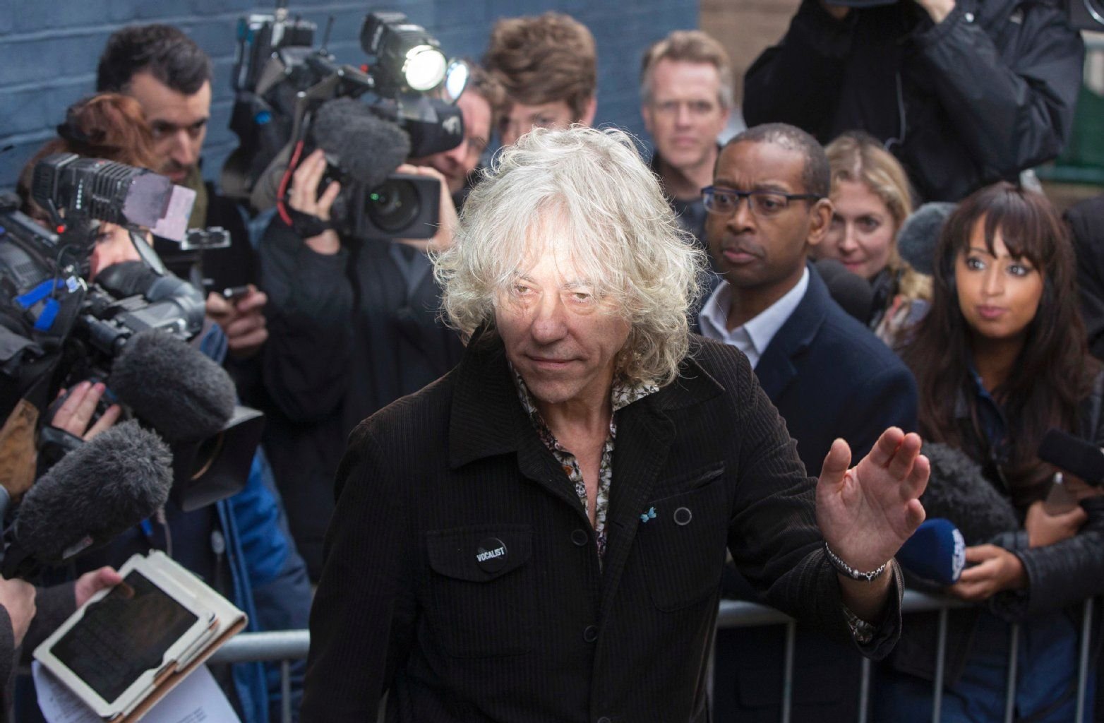 Bob Geldof kommt zu den Aufnahmen der Band Aid 30 nach London.