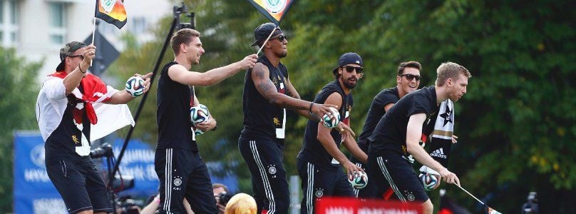 Jubel der deutschen Kicker im Sommer 2014 in Berlin.