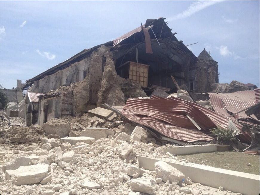 Die San Pedro Kathedrale in der philippinischen Provinz Bohol wurde beim Erdbeben völlig zerstört.