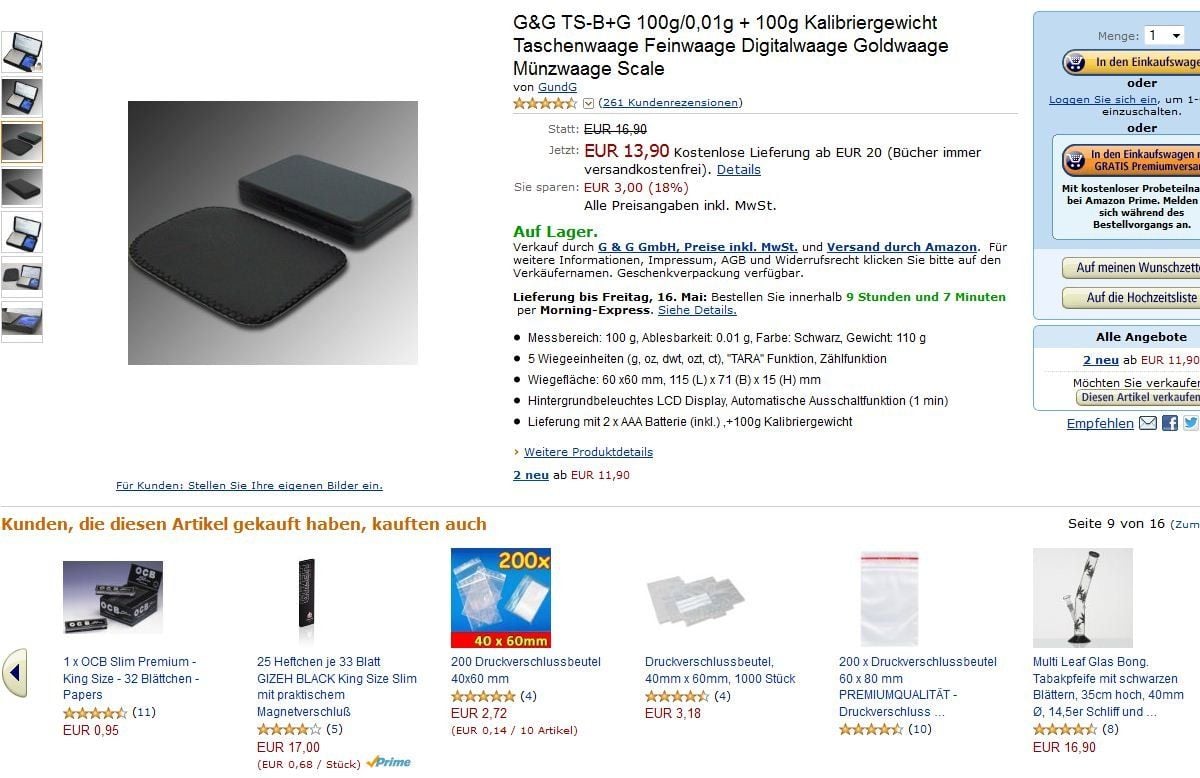 Glasbong als Kaufempfehlung zu einer Waage