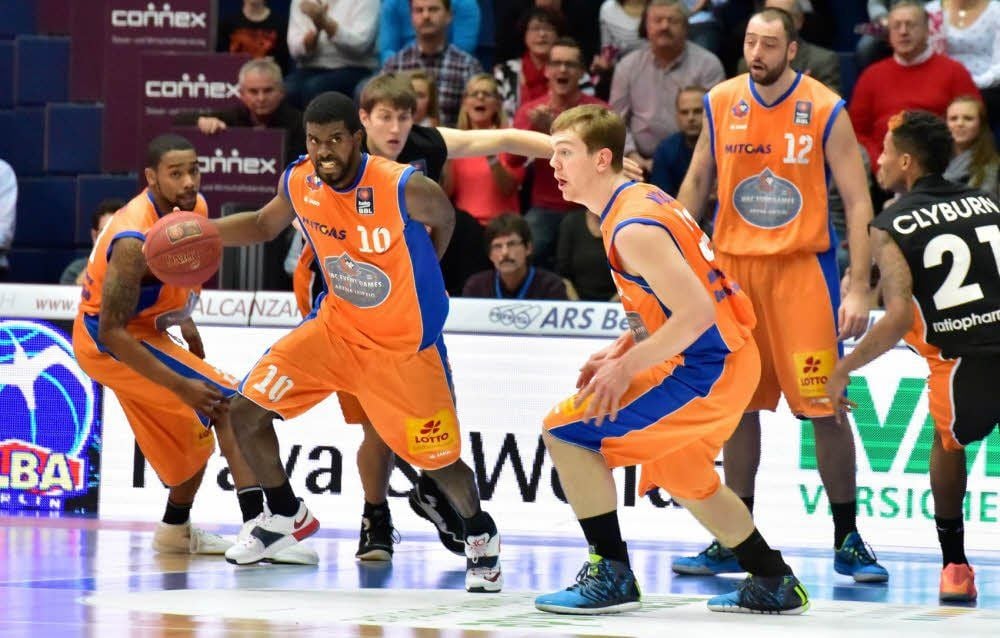 Der MBC verlor klar gegen Ludwigsburg (hier Patrick Richard, Frantz Massenat, Ryan Nicholas, Djordje Pantelic (v. l.).).