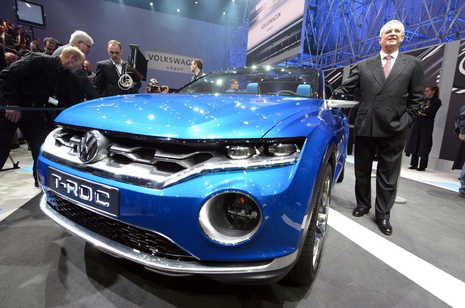 Martin Winterkorn, Vorstandsvorsitzender von VW, präsentiert in Genf den T-Roc, eine kompakte SUV-Studie unterhalb des Tiguan.
