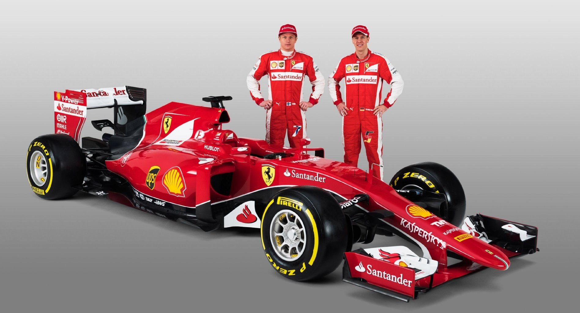 Kimi Räikkönen (l.) und Sebastian Vettel mit ihrem neuen Ferrari-Boliden