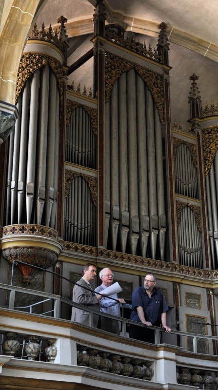 Jens Arndt, Konrad Brandt und Jens Lorenz (von links) möchten, dass die Wäldner-Orgel ihren Klang zurückbekommt.