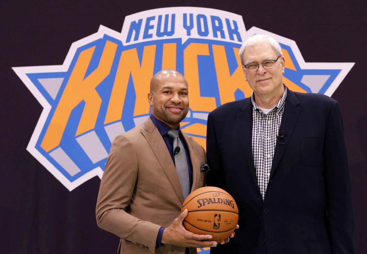 Wieder vereint bei den New York Knicks: Derek Fisher (l.) und Phil Jackson.