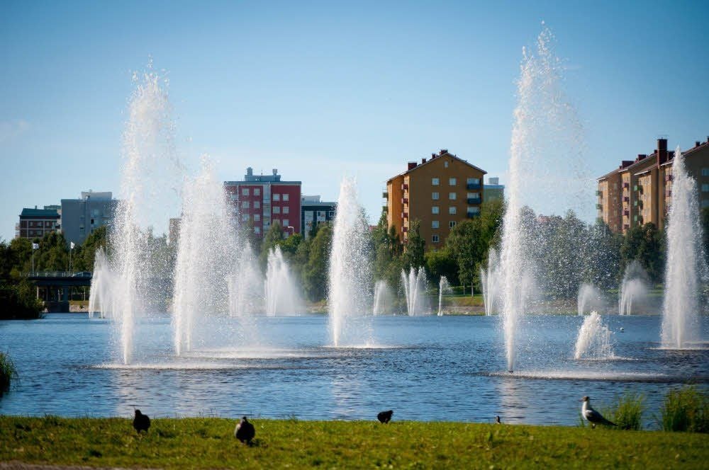Auch in Finnland mag man Fontänen - wie in Halle.