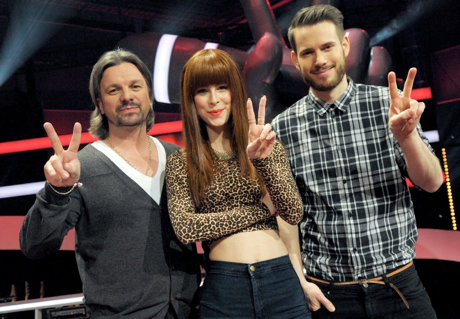 Die Coaches von "The Voice Kids": Henning Wehland (l-r), Lena Meyer-Landrut und Johannes Strate
