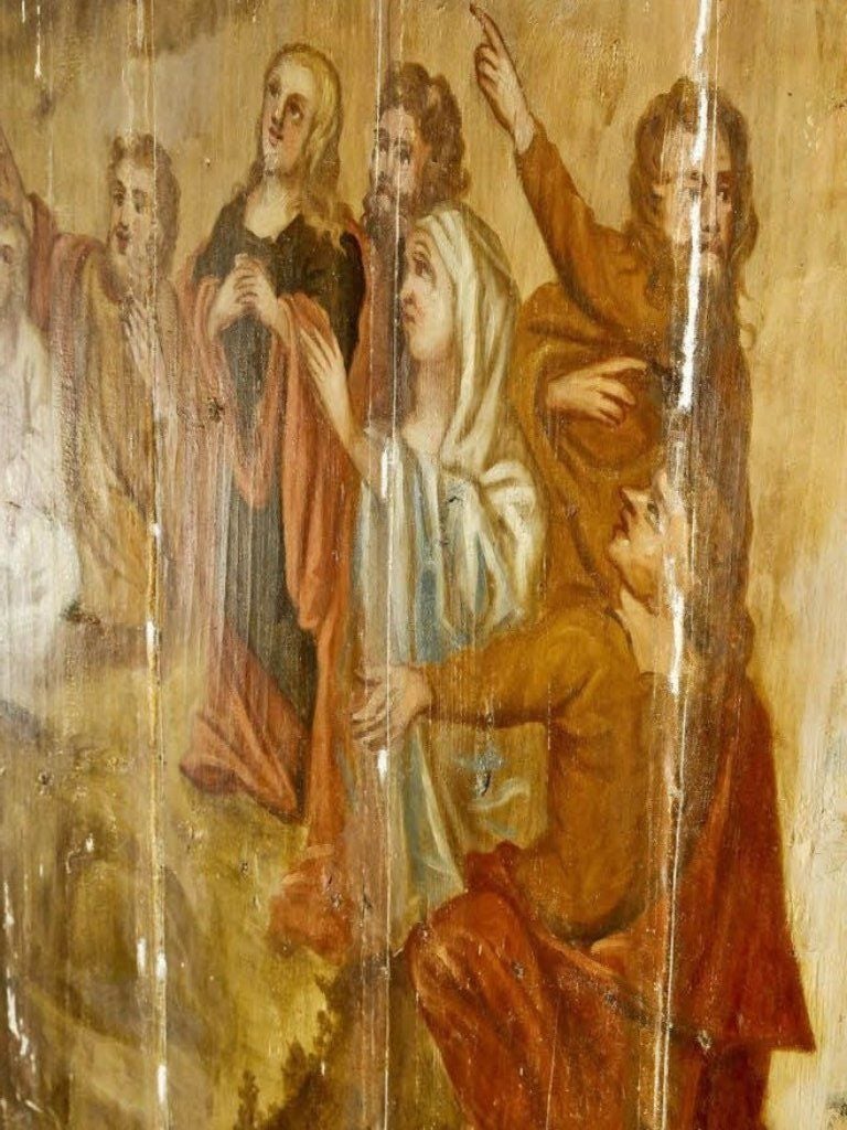 Eines von drei Deckengemälden der Lunstädter Kirche, die gerade restauriert werden.
