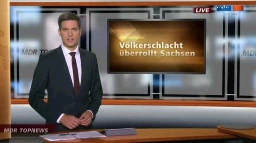"Tagesthemen"-Moderator Ingo Zamperoni präsentiert das Fernsehexperiment des MDR zur Völkerschlacht.