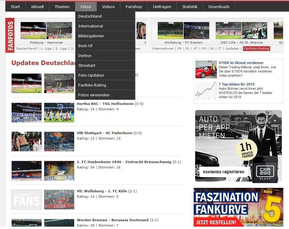 Auf Faszination Fankurve gibt es mehr als 100.000 Fanfotos aus fast jedem Fleck der Erde - die Auswahl ist riesengroß.