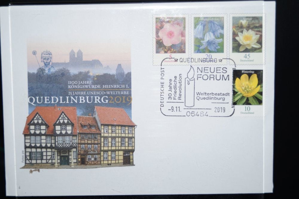Quedlinburger Umschlag mit Sonderstempel zum Mauerfall