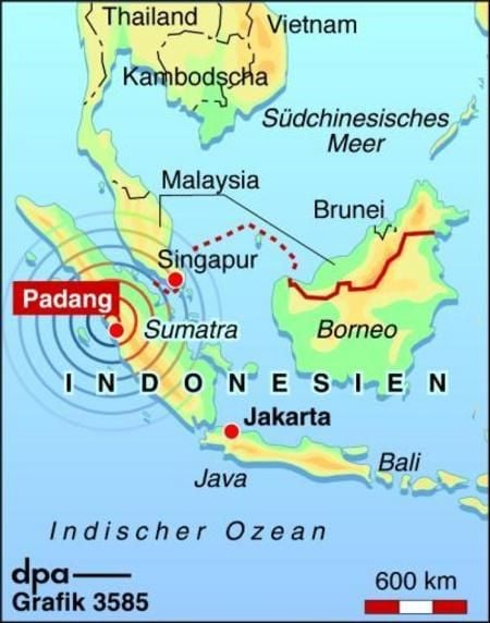 Schwere Erdbeben auf der indonesischen Insel Sumatra (Grafik: dpa)