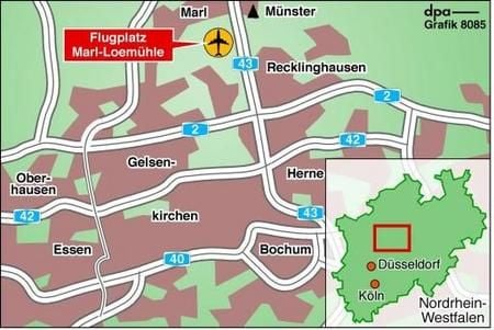 Der Absturzort Möllemanns (Grafik: dpa)