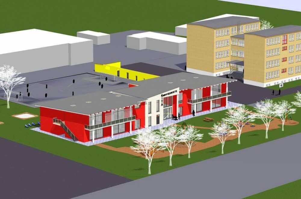 In unmittelbarer Nähe zur Grundschule und der Mehrzweckhalle soll die neue Kindertagesstätte Harsleben gebaut werden.