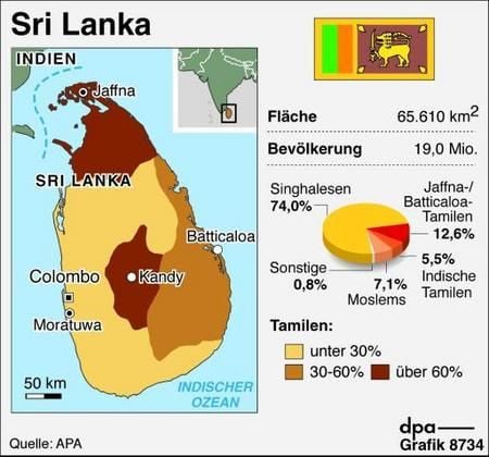 Infokarte Sri Lanka (Grafik: dpa)