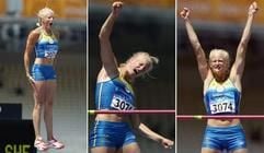 Carolina Klüft jubelt beim Siebenkampf-Auftakt in Athen. (Foto: dpa)