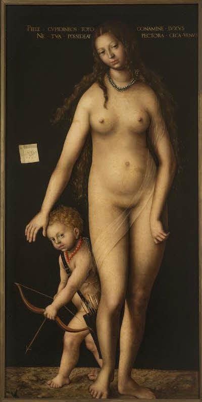 Aus den Beständen der Eremitage. Lucas Cranach der Ältere: Venus und Amor, 1509 auf Holz gemalt