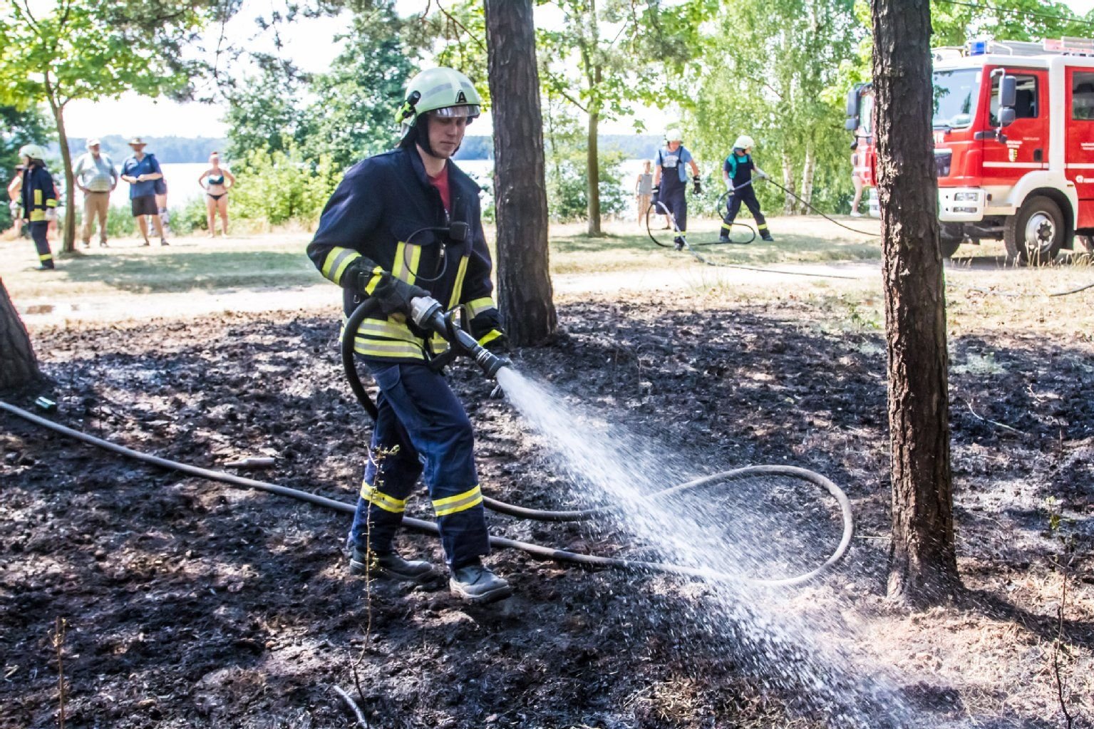 Feuerwehreinsatz am Bergwitzsee.