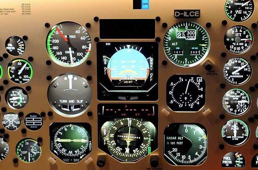 Öltemperatur, Flughöhe oder Flugrichtung: Um sicher durch Wolken zu fliegen, muss ein Pilot die Instrumente lesen können.