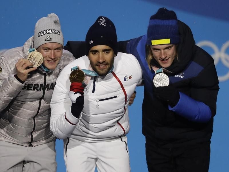 Sebastian Samuelsson (r) boykottiert das Biathlon-Weltcup-Finale in Russland. Foto: Morry Gash