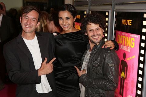 Die Schauspieler Peter Weiss (l-r), Narges Rashidi und Manuel Cortez kommen zur Premiere des Kinofilms «Dating Lanzelot» in die Kulturbrauerei in Berlin. (FOTO: DPA)