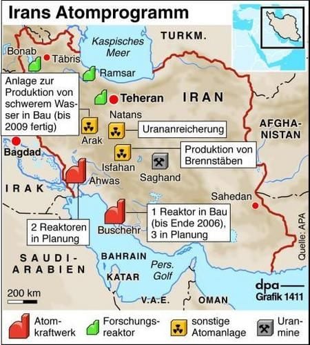 Irans Atomprogramm (Grafik: dpa)