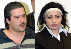 Die Bilder zeigen Karolinas Eltern Zaneta C. (r.) und ihren früheren Freund Mehmet A. im April 2005 auf der Anklagebank im Landgericht Memmingen (Bayern). (Archivfoto: dpa)