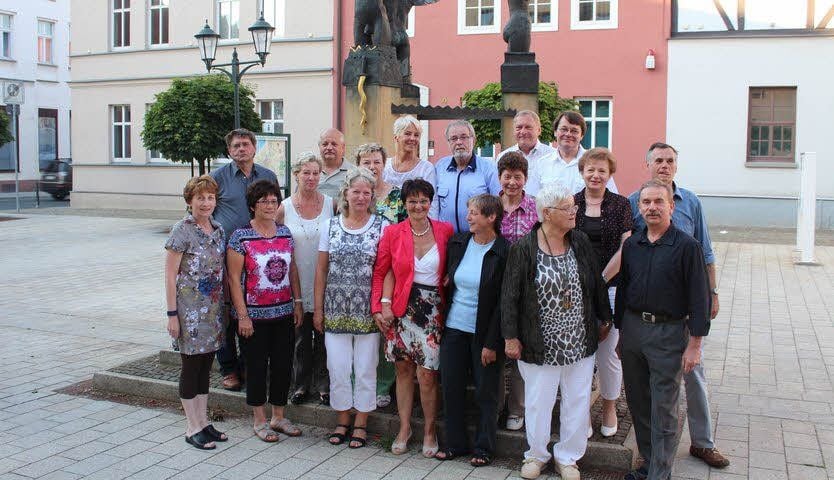 Erinnerungsfoto auf dem Gräfenhainichener Marktplatz