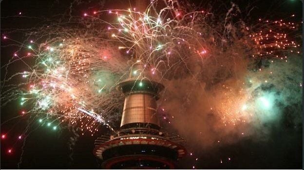 Neujahrsfeuerwerk in Auckland.