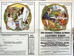In der Bad Lauchstädter Heil- und Mineralwasser GmbH zeigt ein Mitarbeiter eine 100 Jahre alte Werbeschrift zum 200. Jubiläum der Firma im Jahre 1905. Rund 100.000 Flaschen Lauchstädter Heilbrunnen und Lauchstädter Schillerbrunnen (Mineralwasser) verlassen täglich die fast 300 Jahre alte Firma. (Foto: dpa)