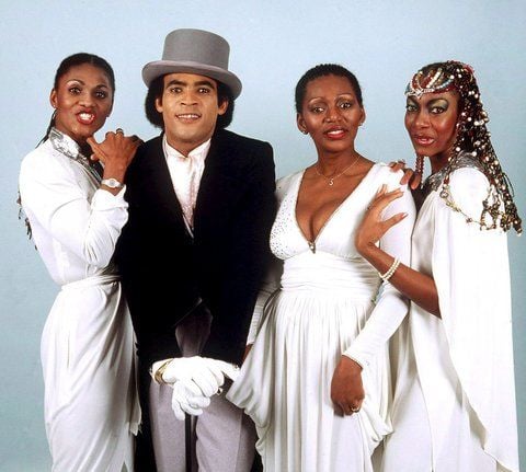 Die Band Boney M. mit dem Tänzer Bobby Farrell (FOTO: DPA/ARCHIV)