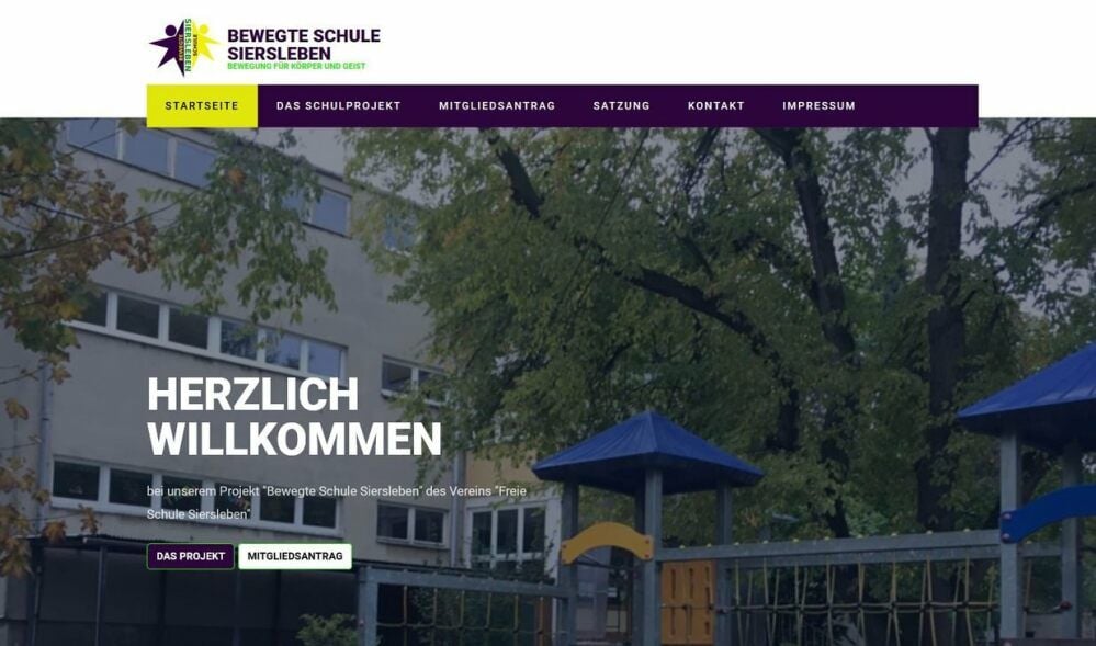 Die Homepage der neuen Privatschulinitiative „Bewegte Schule Siersleben“