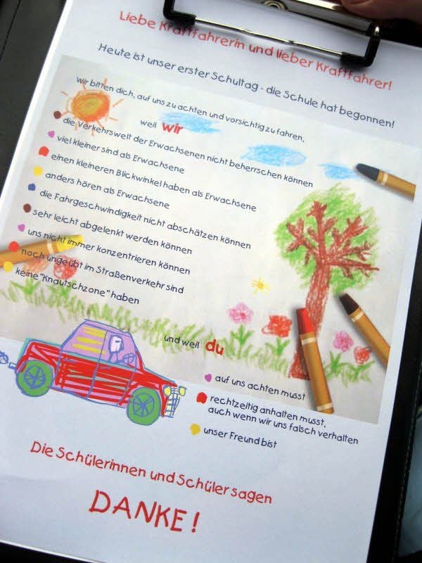 Dafür bekam der Fahrer einen lachenden Smiley und eine Zuckertüte mit guten Ratschlägen.