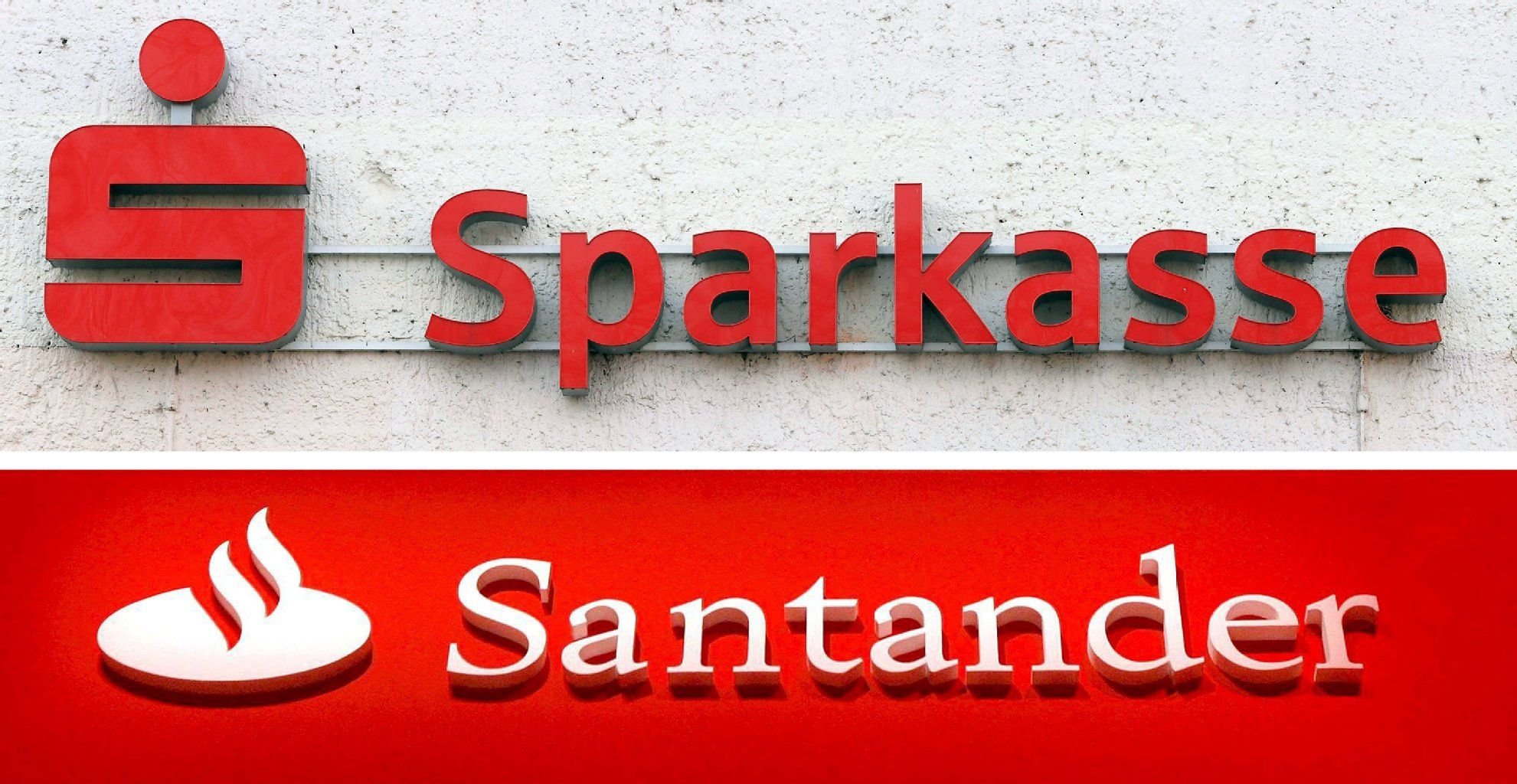 Der Farbton ist nicht der gleiche, die Ähnlichkeit aber reicht als Futter für einen jahrelangen Streit aus. Die Sparkasse will der Santander-Bank die Verwendung ihres Rottons als Geschäftsfarbe in Deutschland verbieten.