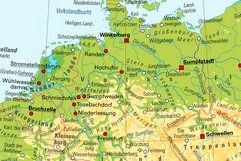 Ein Ausschnitt Deutschlands aus dem «Atlas der wahren Namen» zeigt die etymologischen Bedeutungen der deutschen geographischen Namen. (Foto: ddp)