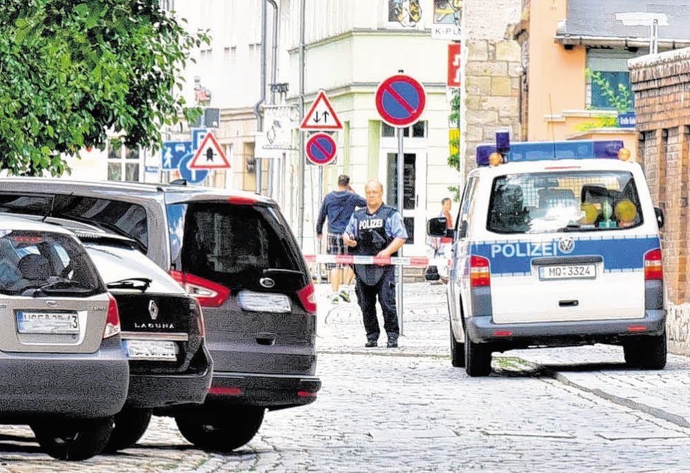 In Weißenfels wurde die Große Kalandstraße von der Polizei gesperrt.