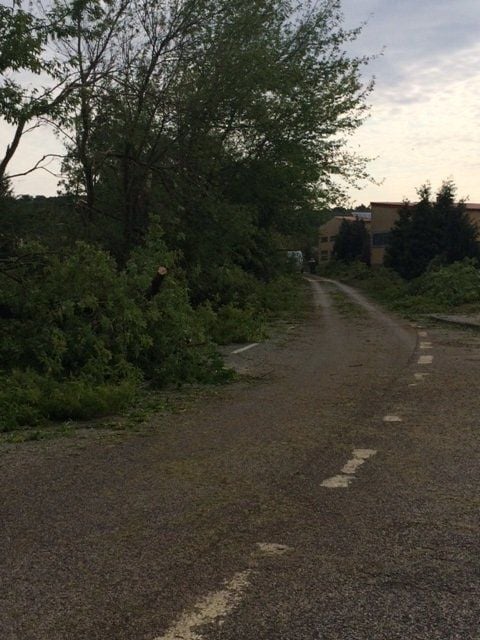 In Rothenschirmbach hat das Unwetter eine Spur der Verwüstung hinterlassen. Die Hauptstraße nur einseitig befahrbar.