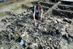 Archäologen haben bei Benzingerode im Nordharz (Landkreis Wernigerode) einen sensationellen Fund gemacht. Nur wenige Zentimeter unter der Ackerkrume legten sie eine rund 5000 Jahre alte Totenhütte aus der späten Jungsteinzeit frei. Über die Jahrhunderte sei sie unberührt und erstaunlich gut erhalten geblieben, sagte Landesarchäologe Harald Meller am Dienstag. Solch ein Fund sei einzigartig für Mitteldeutschland. In dem etwa 9 mal 3,5 großen Areal waren etwa 40 Personen bestattet worden.