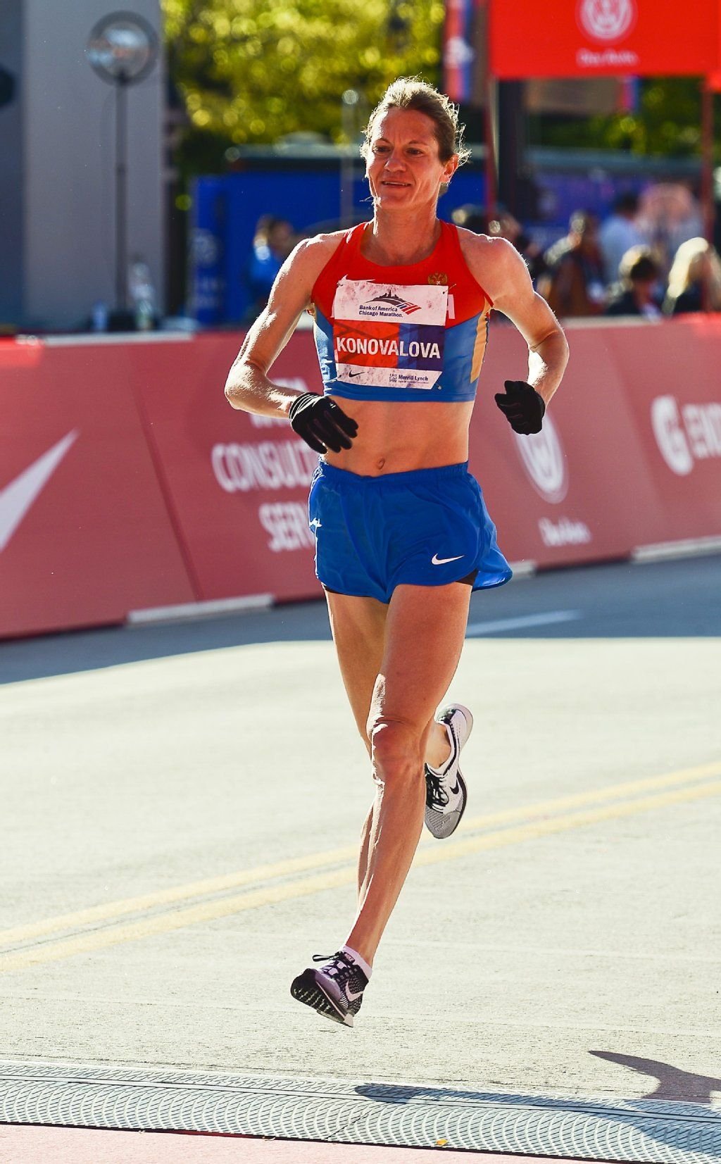 Maria Konowalowa beim Chicago-Marathon 2013.