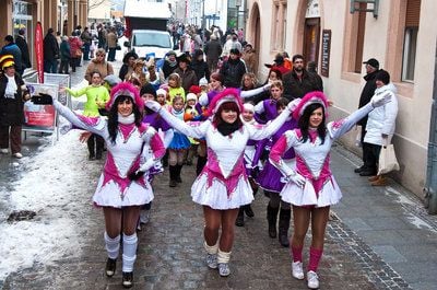 Den frostigen Temperaturen zum Trotz feierten die Narren in Merseburg mit einem fröhlichen Umzug den Rosenmontag. (FOTO: Wölk)