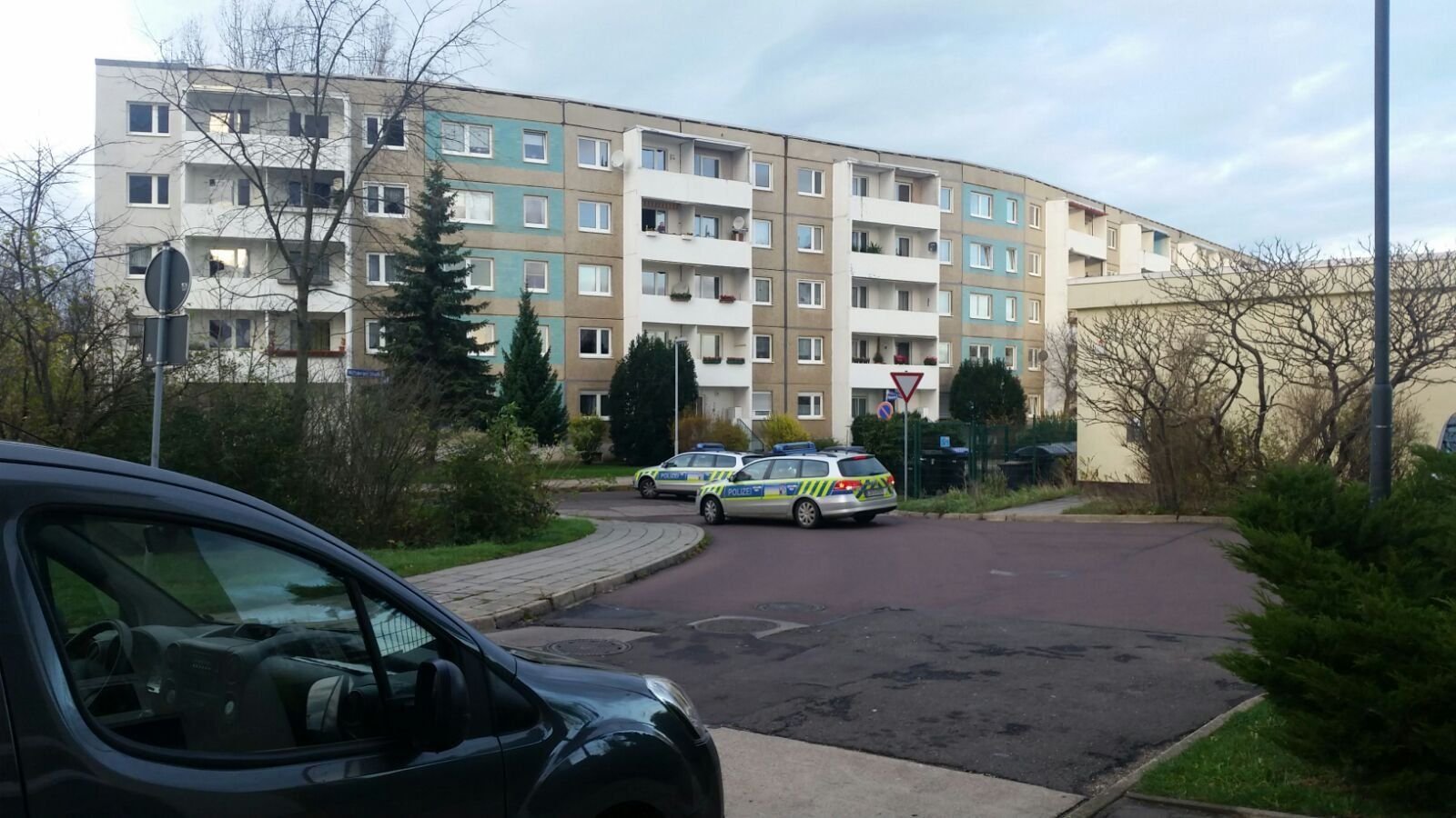Polizeifahrzeuge in Halle-Neustadt