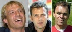 Die Bildkombo zeigt Jürgen Klinsmann (l), Oliver Bierhoff (m) und Holger Osieck. (Foto: dpa)