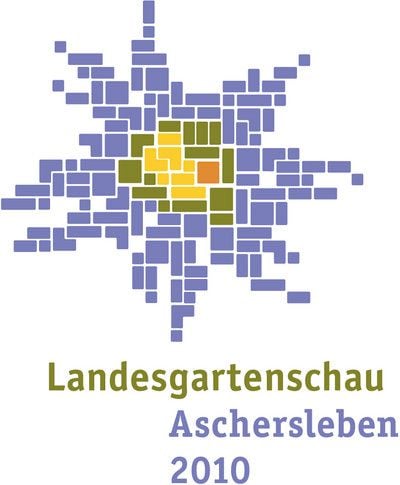 Logo der Landesgartenschau 2010 in Aschersleben. Es zeigt den Grundriss der Stadt Aschersleben als stilisierte Blüte, das Grün in der Mitte kennzeichnet das Gartenschaugelände mitten im Stadtzentrum. (FOTO: MZ)