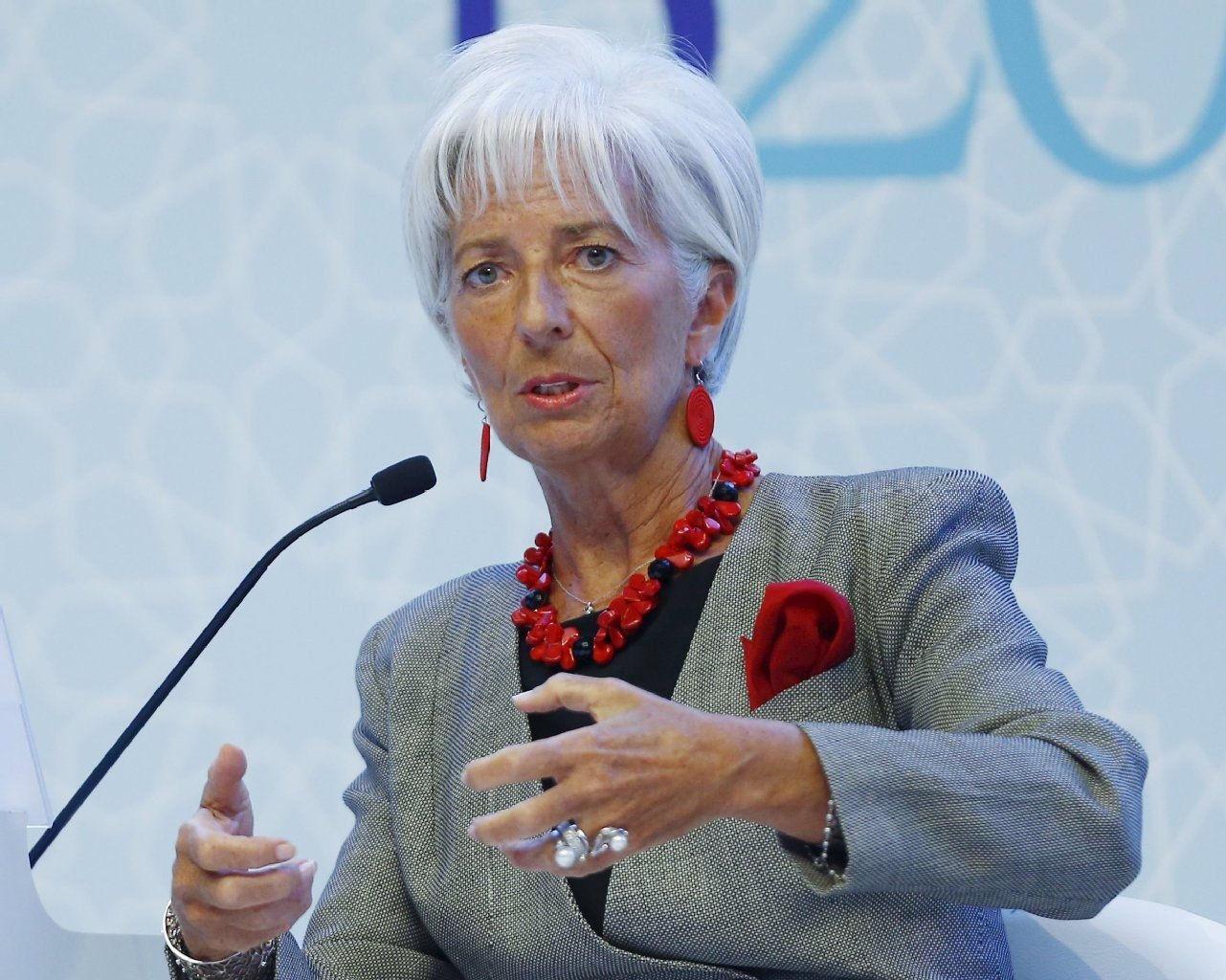 Die Chefin des Internationalen Währungsfonds (IWF) Christine Lagarde während einer Konferenz im Rahmen des G20-Treffens in Ankara/Türkei.