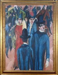 Das Handout-Foto des Auktionshauses Christie's zeigt das im Jahr 1913 entstandene Gemälde «Berliner Straßenszene» des Malers Ernst Ludwig Kirchner. (Foto: dpa)