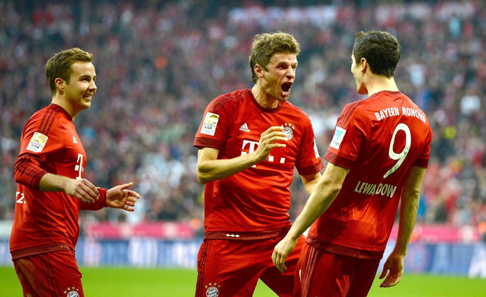 Die Torschützen unter sich: Mario Götze, Thomas Müller und Robert Lewandowski
